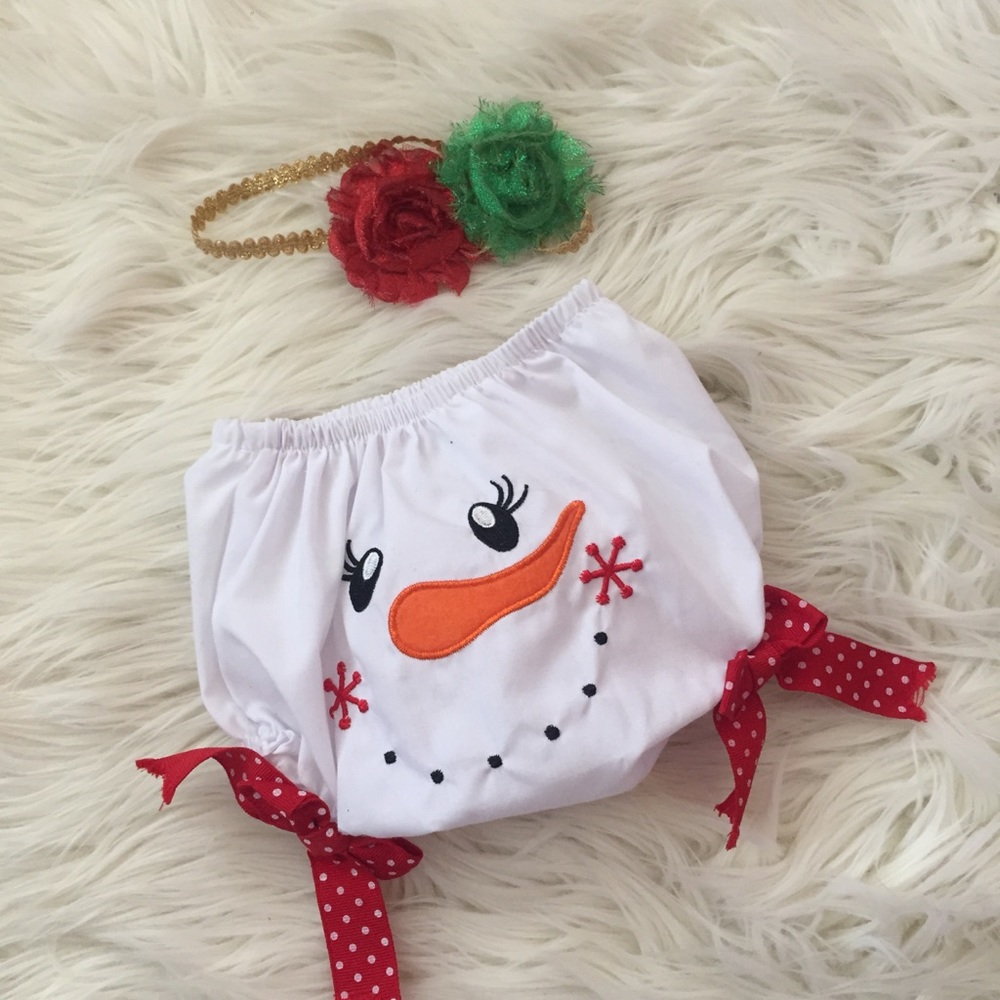(SOLD) Holiday Diaper Cover and Bow